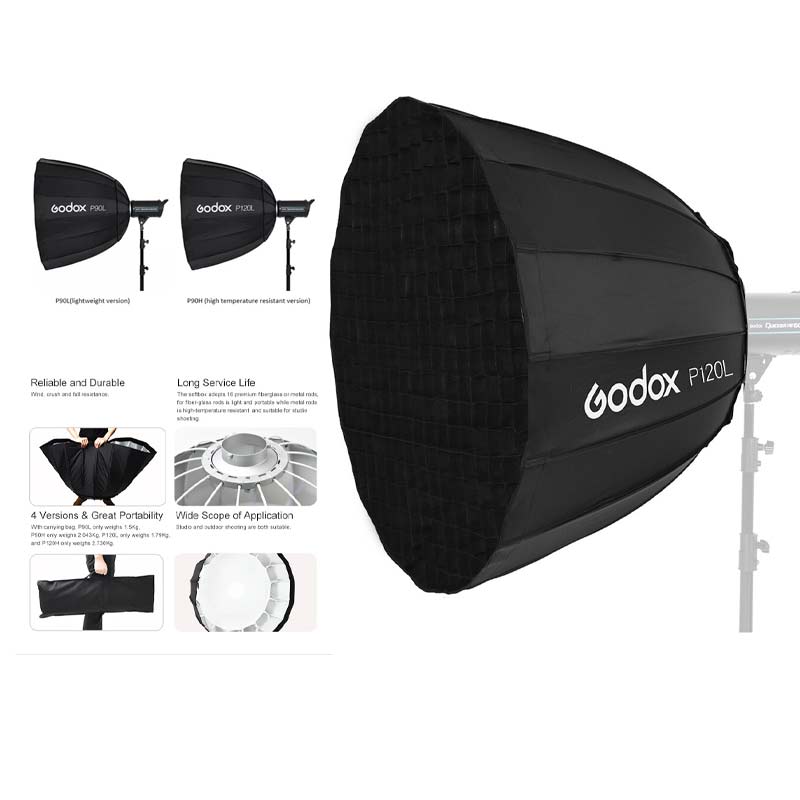 Réflecteur Parabolique Godox Argenté 129.5cm - Pour Photo Portrait Et Mode, Lumière Uniforme, Léger Et Portable - 10
